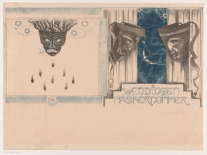 تصميم الغلاف لـ: Wendingen، Mask Issue، 1920 بواسطة ريتشارد نيكولاوس رولاند هولست (توقيع الفنان)