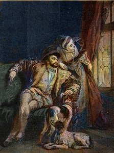فرانسيس الأول ومارغريتا من نافارا - فرانسوا الأول ملك فرنسا مع أخته مارغريت من أنغوليما (1492-1549) ملكة نافارا - نقش لريتشارد باركس بونينغتون (1802-1828) - بواسطة ريتشارد باركس (بعد) بونينجتون