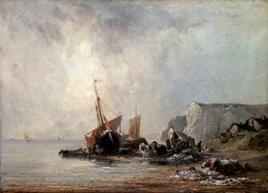 القوارب في شاطئ نورماندي ، 1823. بواسطة ريتشارد باركس بونينجتون