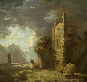 البرج المدمر مع الشكل، 1770-1779 تقريبًا (زيت على قماش) بواسطة ريتشارد ويلسون
