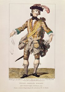 طباعة ساخرة على شكل "ملصق مطلوب" للأمير تشارلز إدوارد ستيوارت ، 1745 (نقش ملون) بواسطة ريتشارد ، الأكبر كوبر