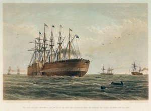 السفينة "الشرقية الكبرى" قيد التشغيل، حوالي عام 1860 (طباعة حجرية ملونة) بواسطة روبرت (بعد) دادلي