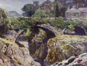 الجسر القديم ، Bettws-y-Coed (لون ليثو) بواسطة روبرت (بعد) فاولر