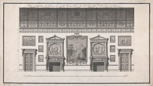 Headfort House ، Eating Parlor ، Chimney Side (قلم وحبر أسود وغسل بقلم رصاص على ورق) بواسطة روبرت آدم