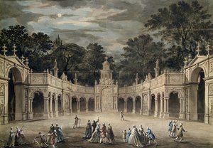 الزخارف في بيت باكنغهام بمناسبة عيد ميلاد الملك جورج الثالث ، 4 يونيو 1783 (قلم ومرحاض) بواسطة روبرت آدم