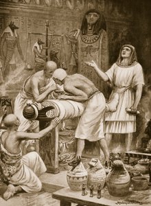 تحنيط الموتى ، رسم توضيحي من "Hutchinsons History of the Nations" ، حوالي عام 1910 (litho) بواسطة روبرت أمبروز دادلي