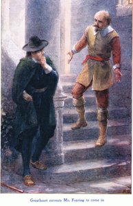 تتوسل Great Heart للسيد خوفًا من القدوم ، من كتاب The Pilgrims Progress الذي نشره John F Shaw & Co ، حوالي عام 1900 (لون ليثو) بواسطة روبرت أمبروز دادلي
