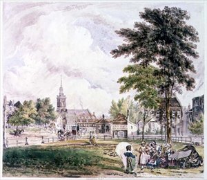 Islington Green: View نحو الكنيسة (طباعة)