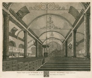 منظر غربي لداخل سانت بول ، شادويل ، لندن ، أُسقط عام 1817