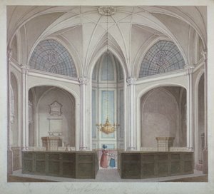 الجزء الداخلي لكنيسة القديس بارثولوميو الأقل ، مدينة لندن ، 1834. بواسطة روبرت بليميل شنيبيلي
