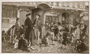أصل مدارس الأحد: هير لين ، غلوستر ، 1780 ، صورة توضيحية من "كنيسة إنجلترا: تاريخ للشعب" بقلم HDM Spence-Jones ، حانة. ج .1910 (صورة بني داكن)