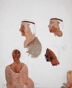 أنواع فويجيان ، حوالي عام 1832 (قلم رصاص وألوان مائية على ورق) بواسطة روبرت فيتزروي