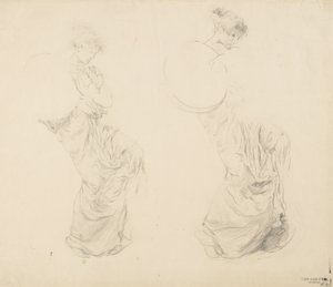 دراسة لشخصيتين من Moods to Music mural ، 1893-95 (الجرافيت بقلم رصاص أحمر على ورق نسج برتقالي) بواسطة روبرت فريدريك بلوم