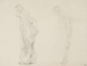 دراسة لشخصيتين لجدار Moods to Music ، 1893-95 (الجرافيت بقلم رصاص أصفر على ورق نسج كريمي) بواسطة روبرت فريدريك بلوم