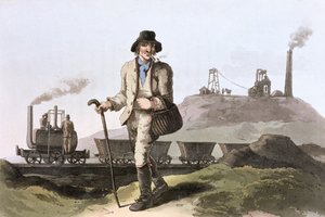قاطرة بلينكينسوب البخارية في منجم ميدلتون بالقرب من ليدز ، غرب يوركشاير ، 1814 بواسطة روبرت هافيل