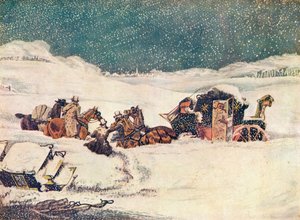 بريد برمنغهام بالقرب من أيليسبري ، يتقدم الحارس بانبوري مع الحقائب ، 1837 1907 بواسطة روبرت هافيل