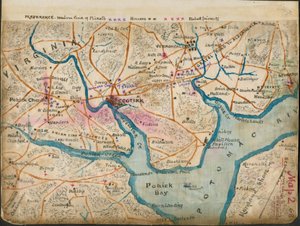 (خريطة لنهر بوتوماك السفلي تُظهر خطوط الاعتصام، يناير 1862) LOC gvhs01.vhs00059