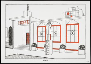 مستشفى ، من Une Cite Moderne ، رسومات من قبل روب ماليت ستيفنز المعماري ، 1987
