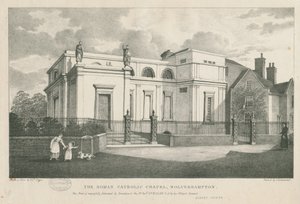 ولفرهامبتون - الكنيسة الرومانية الكاثوليكية: الطباعة الحجرية الثانية [عام 1844] بواسطة روبرت نويز