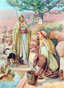 راشيل عند البئر (طباعة حجرية ملونة)