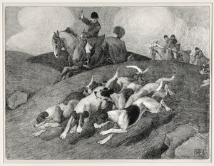 Hunting scene (litho) بواسطة روبرت بولهيل بيفان