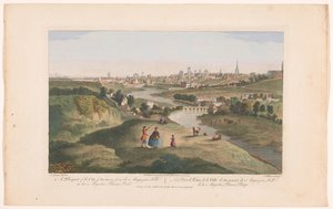 منظر لمدينة دبلن كما تراه من فينيكس بارك احتمال مدينة دبلن من Magazine Hill في His Majesties Phoenix Park (العنوان على الكائن) بواسطة روبرت ساير (ربما)