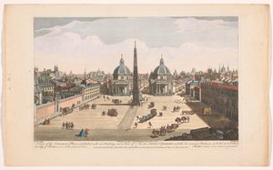 Gezicht op het Piazza del Popolo te Rome منظر للمكان العام ، مزين بالمباني الجديدة ، وإطلالة على مدينة روما ، كما هي في الوقت الحالي (العنوان على الكائن) روما (عنوان المسلسل) بواسطة روبرت ساير
