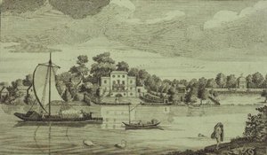 منظر لمنزل السيد بوب المحتفل به في تويكنهام ، حوالي عام 1750 (نقش) بواسطة روبرت ساير