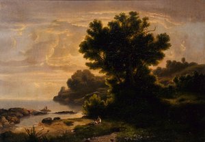 منظر طبيعي مع العائلة بجانب البحيرة ، 1858.