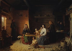 لعب Kantele في كوخ فلاح ، 1868. بواسطة روبرت فيلهلم إيكمان
