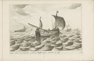 Haringbuizen Haring buyssen groot حوالي 40 Last / Buche ou flibot de 40 tonneaux (العنوان على الكائن) لا توجد سفن متنوّعة موجودة على أراضيها اتحادات / أيقونات لسفن هولندية مختلفة تستخدم أساسًا في المياه الداخلية للمنطقة بواسطة جيرارد فالك