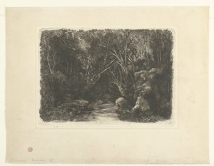 المناظر الطبيعية للغابات مع تيار والأشجار المتدلية Le Ruisseau sous bois بواسطة رودولف بريسدين
