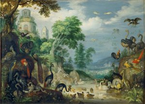 المناظر الطبيعية مع الطيور بواسطة Roelandt Savery