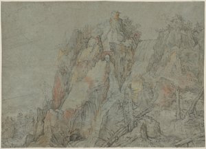 المناظر الطبيعية الجبلية مع القلاع والشلالات بواسطة Roelandt Savery