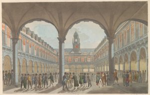 بورصة في أمستردام ، حوالي 1825 The Beurs in Amsterdam / La Bourse à Amsterdam (العنوان على الكائن)