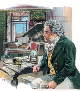 لودفيغ فان بيتهوفن (1770-1827) (غواش على ورق)