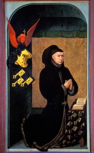 صورة لنيكولا رولين (1376-1461) مستشار بورغندي في عهد فيليب لوبون ومؤسس Hospices de Beaune في عام 1443 لوحة لروجير (روجر) فان دير وايدن (1400-1464) القرن الخامس عشر ، متحف فندق ديو - صورة لنيكولاس رولين (1376-1 بواسطة روجير فان دير ويدين