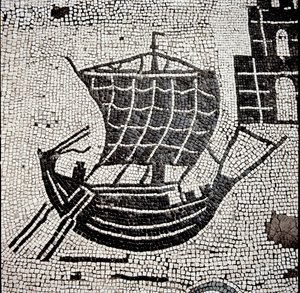 A ship in the port of Ostia (mosaic بواسطة رواية