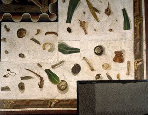 "Asarotos" (الأرض غير مكسورة) أجزاء من الفسيفساء موقعة من Harakliton من روما ، القرن الثاني الميلادي بواسطة رواية