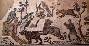 Bear hunting (mosaic, 4th century BC) بواسطة رواية