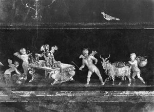 كروب تبيع الزهور ، إفريز من Oecus of the Casa dei Vettii (House of the Vettii) c.50-79 م بواسطة رواية