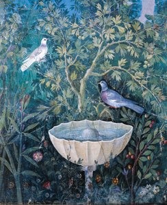 Detail of fountain and birds from a garden painting, House of the Golden Bracelet, Pompeii بواسطة رواية