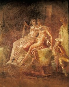 Fresco depicting Ares and Aphrodite, House of Citharist, Pompei, Italy (mosaic) بواسطة رواية