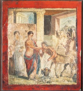 Fresco depicting centaur at wedding of Pirithous and Hippodamia from Pompeii, Italy بواسطة رواية