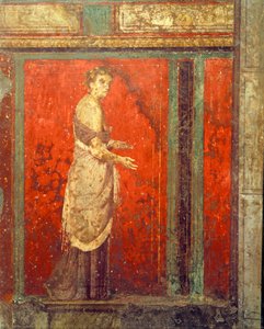 Initiation rites of the cult of Dionysus, fresco from the Villa Dei Mysteri بواسطة رواية