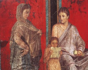 Initiation rites of the cult of Dionysus, fresco from the Villa Dei Mysteri بواسطة رواية