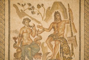فسيفساء Polyphemus و Galatea ، من قاعة الفسيفساء في ألكازار الملوك المسيحيين (فسيفساء) بواسطة رواية