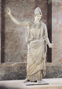 Pallas de Velletri ، تمثال أثينا خوذة ، نسخة رومانية من أصل يوناني منسوب إلى Alkamenes أو Cresilas ، c.420-10 قبل الميلاد (رخام) (انظر 164612 إلى 164615 لمزيد من التفاصيل)