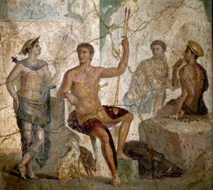 Roman Art: “” Meleagre and Atalante””” Roman fresco from the 1st century AD. from Pompei. Naples, National Archaeological Museum - Roman art: Meleager and Atalanta. Roman fresco of the 1st century AD from Pompeii. National Archaeological Museum, Naples, It بواسطة رواية