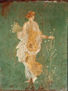 Roman Art: “” Spring”” Flora (Flora) picking flowers. fresco from the villa of Varano a Stabies (Stabiae), near Pompei. 15 BC-60 AD. Museo Archeologico Nazionale, Naples - Roman art: Spring, Flora picking flowers. Fresco from the villa of Varano in Stabiae